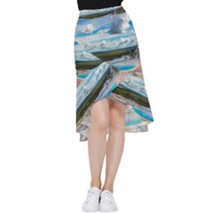 Mountains Trail Forest Yellowstone Frill Hi Low Chiffon Skirt by Sarkoni