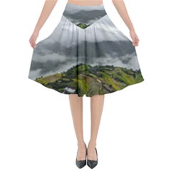 Residential Paddy Field Step Cloud Flared Midi Skirt by Sarkoni