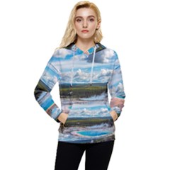 Mountains Trail Forest Yellowstone Women s Lightweight Drawstring Hoodie by Sarkoni