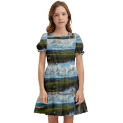 Mountains Trail Forest Yellowstone Kids  Puff Sleeved Dress by Sarkoni