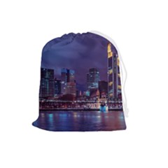 Frankfurt City Skyline Skyscraper Drawstring Pouch (large) by Sarkoni