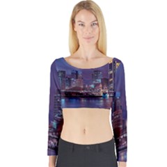 Frankfurt City Skyline Skyscraper Long Sleeve Crop Top