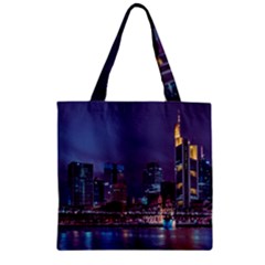 Frankfurt City Skyline Skyscraper Zipper Grocery Tote Bag by Sarkoni