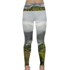 Residential Paddy Field Step Cloud Lightweight Velour Classic Yoga Leggings by Sarkoni