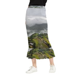 Residential Paddy Field Step Cloud Maxi Fishtail Chiffon Skirt by Sarkoni