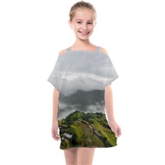 Residential Paddy Field Step Cloud Kids  One Piece Chiffon Dress by Sarkoni