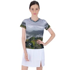 Residential Paddy Field Step Cloud Women s Sports Top by Sarkoni