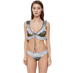 Residential Paddy Field Step Cloud Low Cut Ruffle Edge Bikini Set by Sarkoni