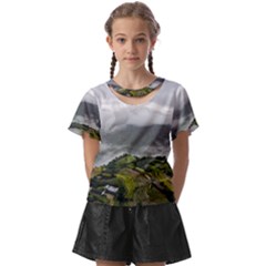 Residential Paddy Field Step Cloud Kids  Front Cut T-shirt by Sarkoni