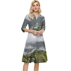 Residential Paddy Field Step Cloud Classy Knee Length Dress by Sarkoni