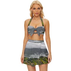 Residential Paddy Field Step Cloud Vintage Style Bikini Top And Skirt Set  by Sarkoni