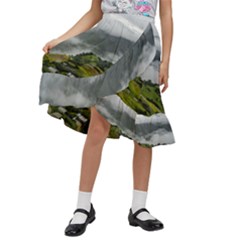 Residential Paddy Field Step Cloud Kids  Ruffle Flared Wrap Midi Skirt by Sarkoni