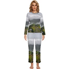 Residential Paddy Field Step Cloud Womens  Long Sleeve Lightweight Pajamas Set by Sarkoni