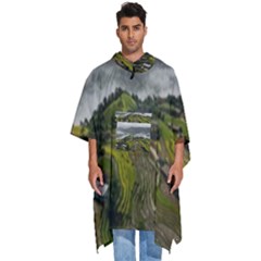 Residential Paddy Field Step Cloud Men s Hooded Rain Ponchos by Sarkoni