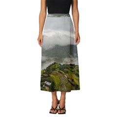 Residential Paddy Field Step Cloud Classic Midi Chiffon Skirt by Sarkoni