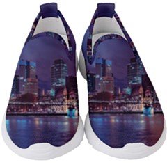 Frankfurt City Skyline Skyscraper Kids  Slip On Sneakers by Sarkoni