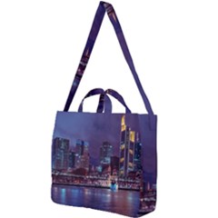 Frankfurt City Skyline Skyscraper Square Shoulder Tote Bag by Sarkoni