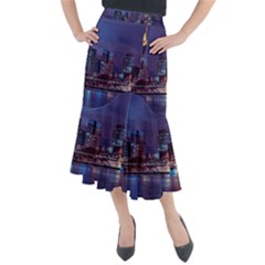 Frankfurt City Skyline Skyscraper Midi Mermaid Skirt by Sarkoni