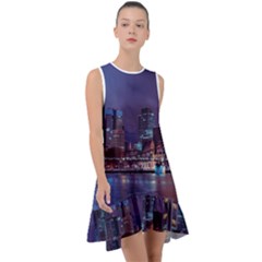 Frankfurt City Skyline Skyscraper Frill Swing Dress by Sarkoni