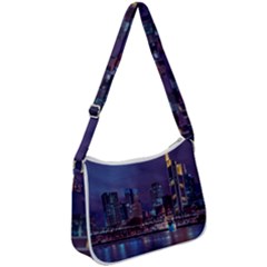 Frankfurt City Skyline Skyscraper Zip Up Shoulder Bag by Sarkoni