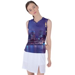 Frankfurt City Skyline Skyscraper Women s Sleeveless Sports Top by Sarkoni