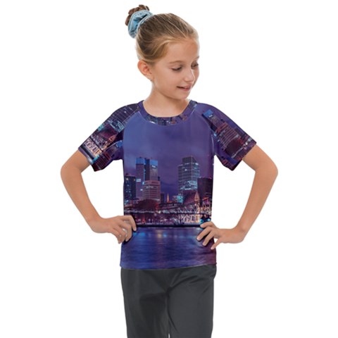 Frankfurt City Skyline Skyscraper Kids  Mesh Piece T-shirt by Sarkoni