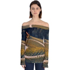 Vineyard Agriculture Farm Autumn Off Shoulder Long Sleeve Top by Sarkoni