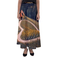 Vineyard Agriculture Farm Autumn Flared Maxi Skirt by Sarkoni