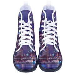 Frankfurt City Skyline Skyscraper Men s High-top Canvas Sneakers by Sarkoni