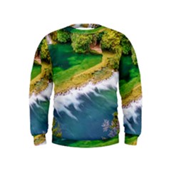 River Waterfall Kids  Sweatshirt by Sarkoni