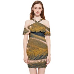 Vineyard Agriculture Farm Autumn Shoulder Frill Bodycon Summer Dress by Sarkoni