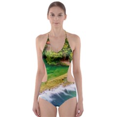 River Waterfall Cut-out One Piece Swimsuit by Sarkoni