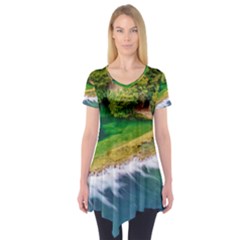 River Waterfall Short Sleeve Tunic  by Sarkoni