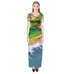 River Waterfall Short Sleeve Maxi Dress by Sarkoni