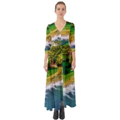 River Waterfall Button Up Boho Maxi Dress by Sarkoni