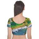 River Waterfall Velvet Short Sleeve Crop Top  View2