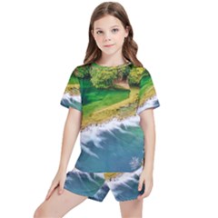 River Waterfall Kids  T-shirt And Sports Shorts Set by Sarkoni