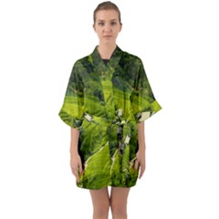 Apartment Curve Path Step Half Sleeve Satin Kimono  by Sarkoni