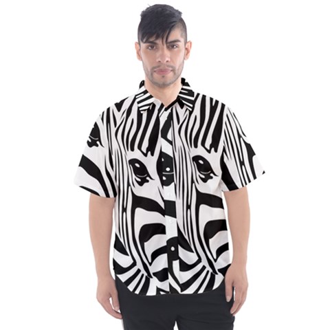 Animal Cute Pattern Art Zebra Men s Short Sleeve Shirt by Amaryn4rt