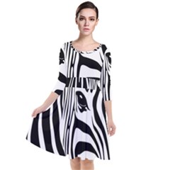 Animal Cute Pattern Art Zebra Quarter Sleeve Waist Band Dress by Amaryn4rt