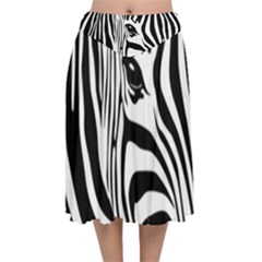 Animal Cute Pattern Art Zebra Velvet Flared Midi Skirt by Amaryn4rt