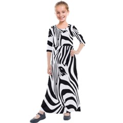 Animal Cute Pattern Art Zebra Kids  Quarter Sleeve Maxi Dress by Amaryn4rt