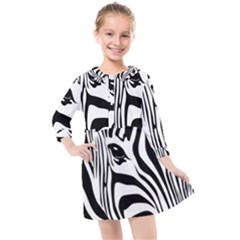 Animal Cute Pattern Art Zebra Kids  Quarter Sleeve Shirt Dress by Amaryn4rt