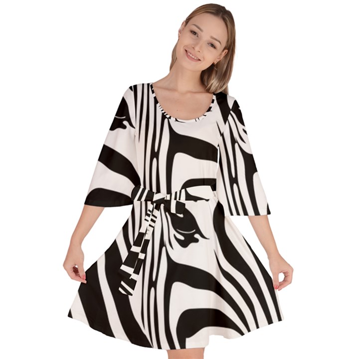 Animal Cute Pattern Art Zebra Velour Kimono Dress