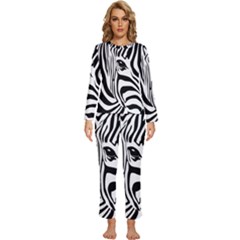 Animal Cute Pattern Art Zebra Womens  Long Sleeve Lightweight Pajamas Set by Amaryn4rt