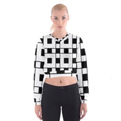 Black And White Pattern Cropped Sweatshirt