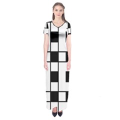 Black And White Pattern Short Sleeve Maxi Dress by Amaryn4rt