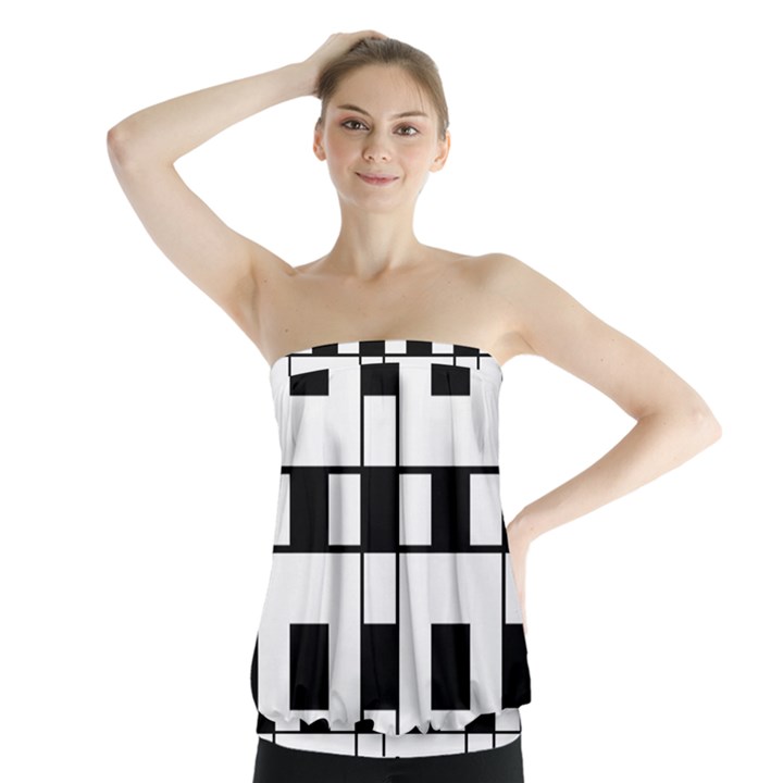 Black And White Pattern Strapless Top