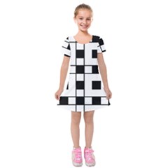 Black And White Pattern Kids  Short Sleeve Velvet Dress by Amaryn4rt