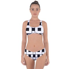 Black And White Pattern Criss Cross Bikini Set by Amaryn4rt